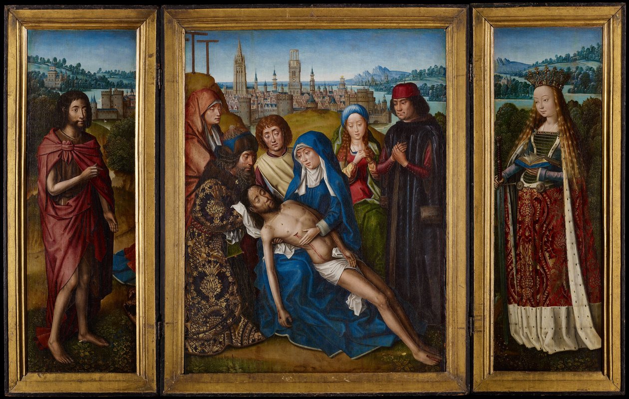 Lamentação com São João Batista e Santa Catarina de Alexandria de Master of Legend of Saint the Lucy