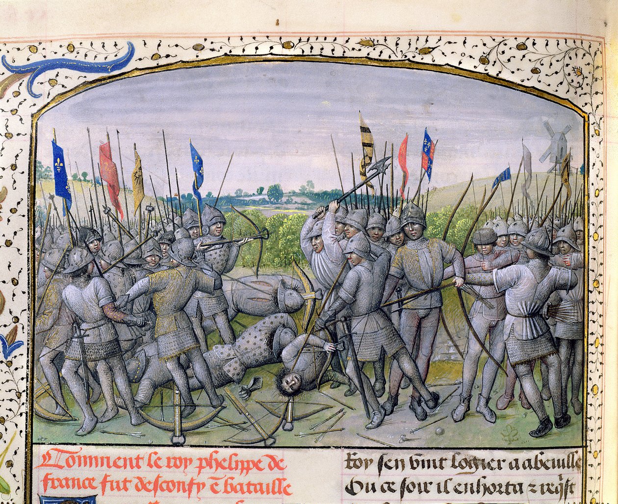Ms 659 f.255 r. A Batalha de Crecy em 1346, 1477 de Master of Mary of Burgundy