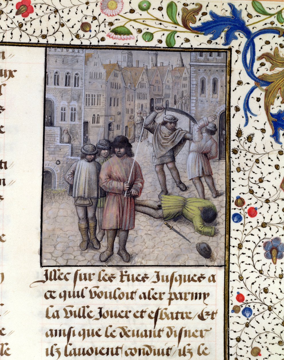 Ms 659 fol.221r Jacob van Artevelde lidera uma rebelião em Ghent contra os condes de Flandres em 1340, 1477 de Master of Mary of Burgundy