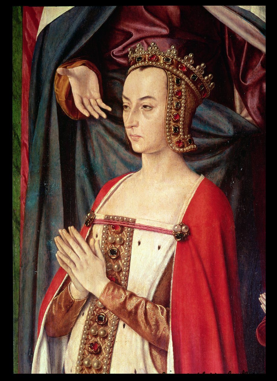 Anne de France, asa direita do retábulo de Bourbon (detalhe) de Master of Moulins