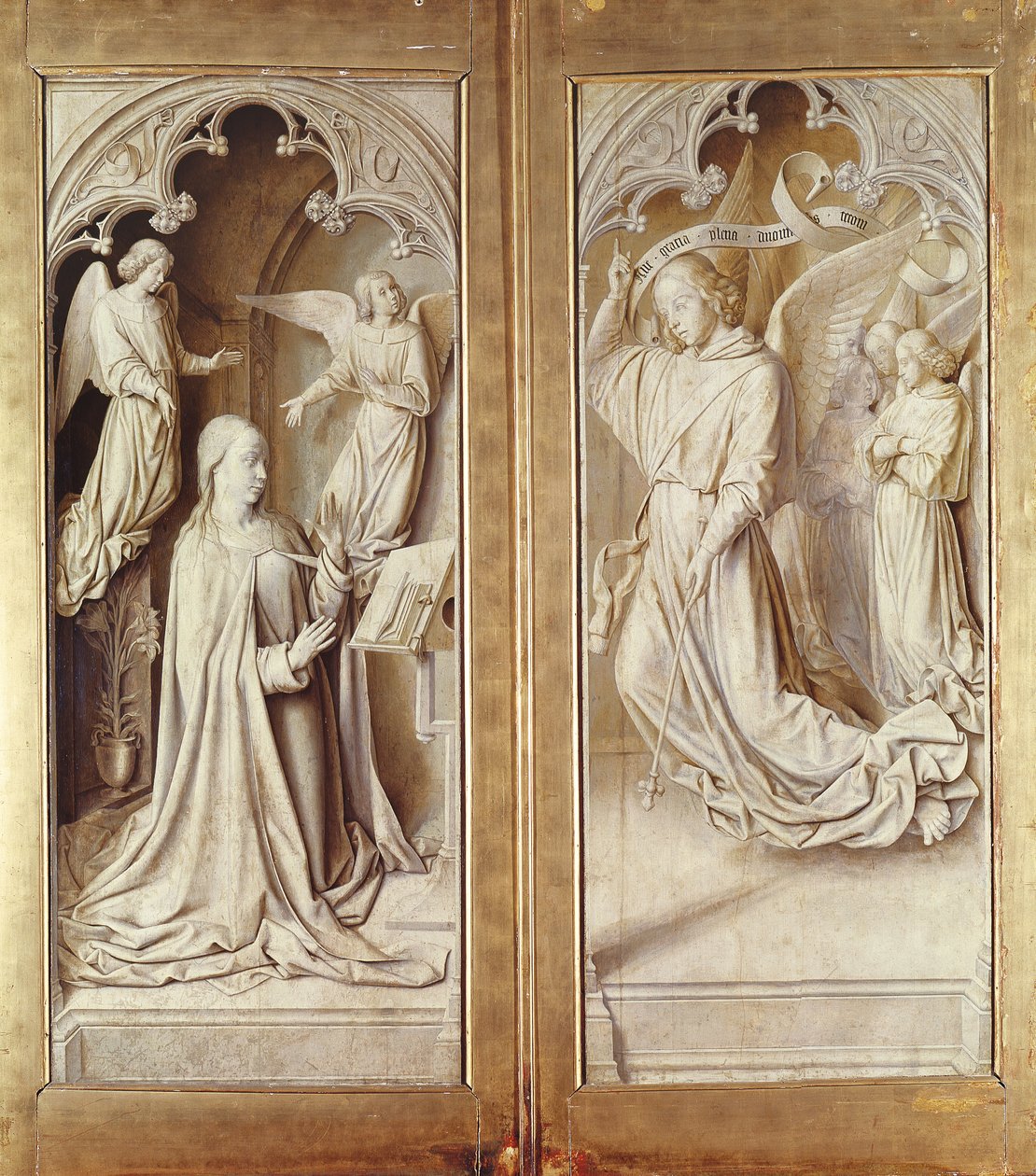 A Anunciação, do Retábulo de Bourbon, c.1498 de Master of Moulins