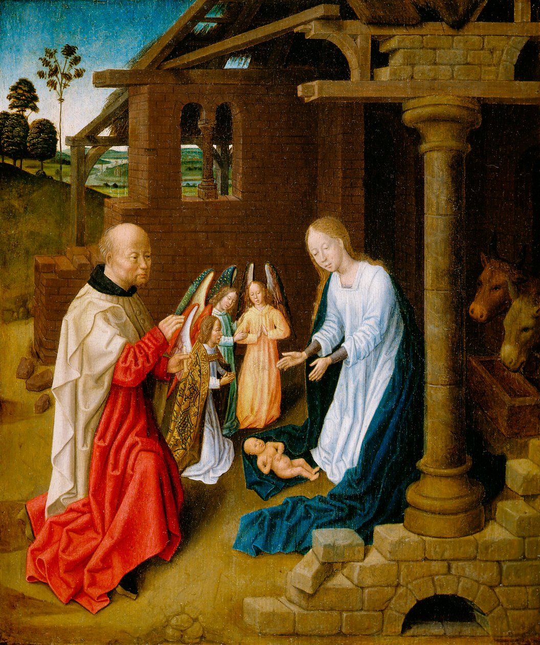 Adoração do Menino Jesus (óleo sobre painel de carvalho) de Master of San Ildefonso