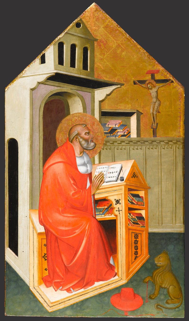 São Jerônimo em seu estudo, c.1390-1400 de Master of San Jacopo a Mucciana