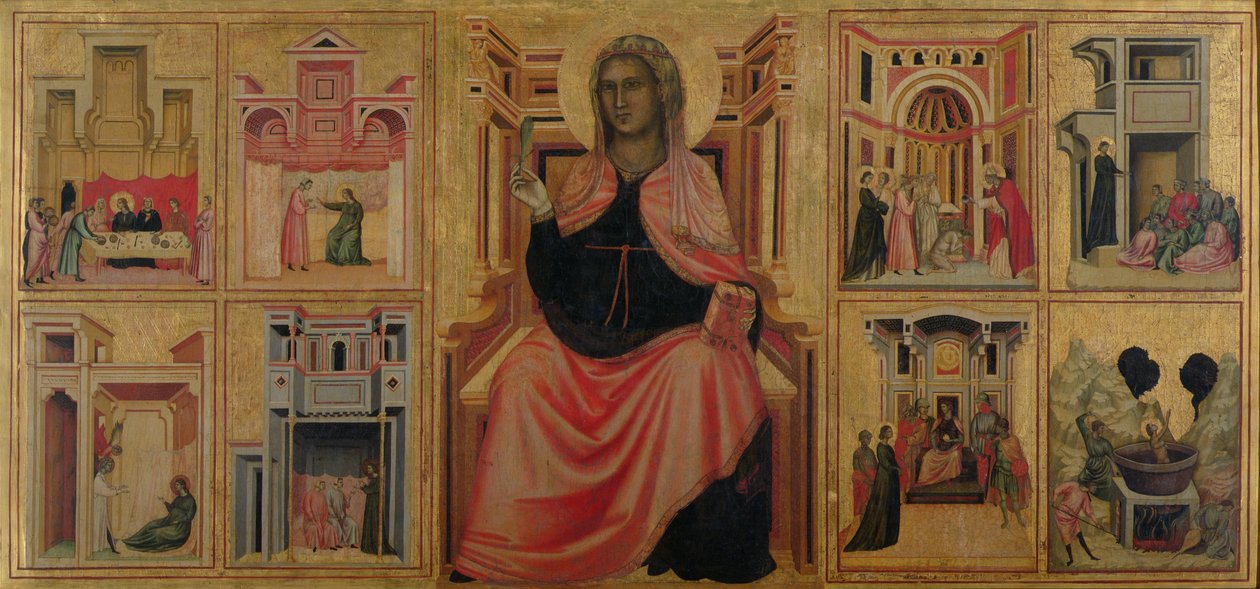 Santa Cecília e cenas de sua vida, c.1304 (tempera no painel) de Master of St. Cecilia