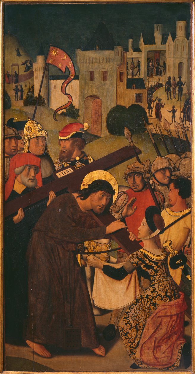 Tríptico da Paixão, o Portador da Cruz, painel esquerdo (ver também 345855, 345856, 345858) de Master of St. Godelieve Legend