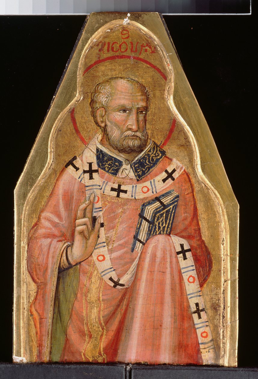 São Nicolau (óleo no painel térreo de ouro) (veja também 215326 e 215327) de Master of Teplice