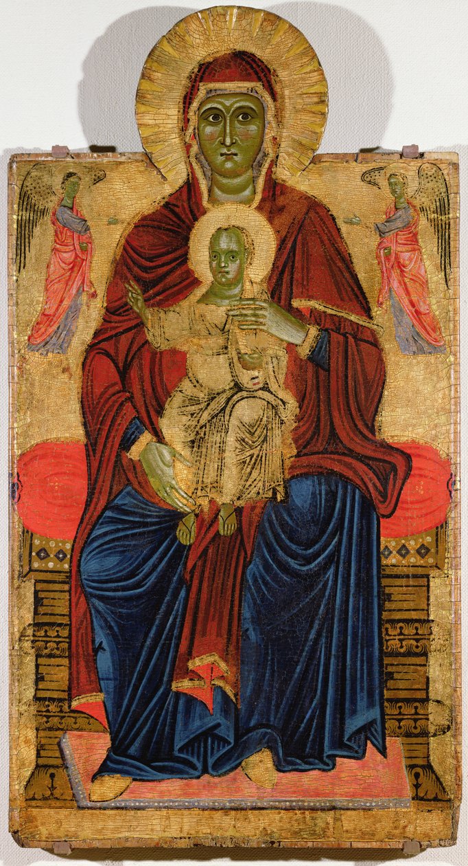 Madonna Enthroned (óleo sobre tela no painel) de Master of the Bigallo Crucifix