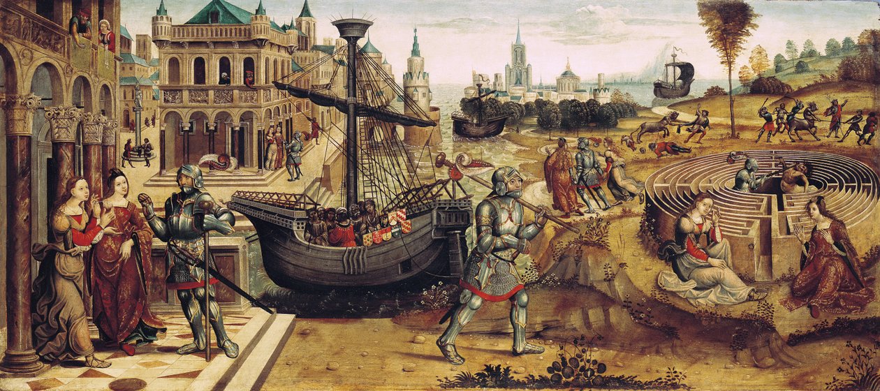 Teseu e o Minotauro, da história de Teseu de Master of the Campana Cassoni