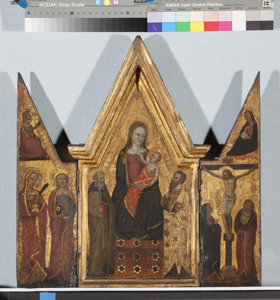 Triptych portátil, tempera c.1380 no painel de Master of the Christchurch Coronation