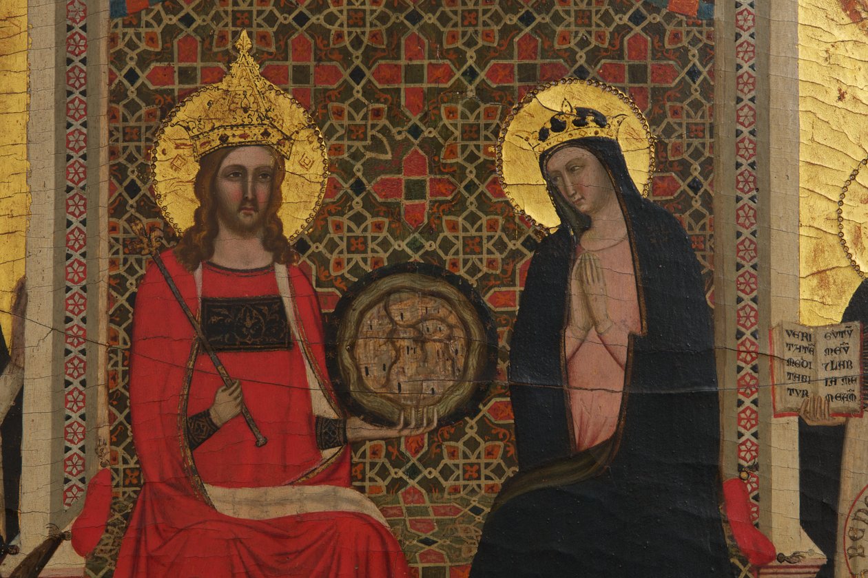 Detalhe da Virgem, Cristo e 17 Santos de Master of the Dominican Effigies