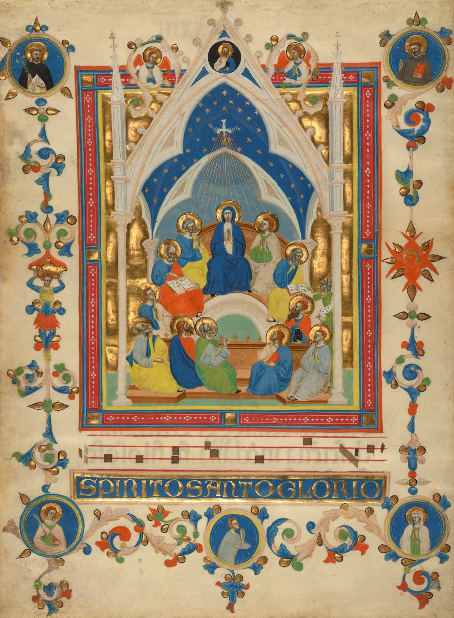 Pentecostes do Laudário de Sant "Agnese, c.1340 de Master of the Dominican Effigies