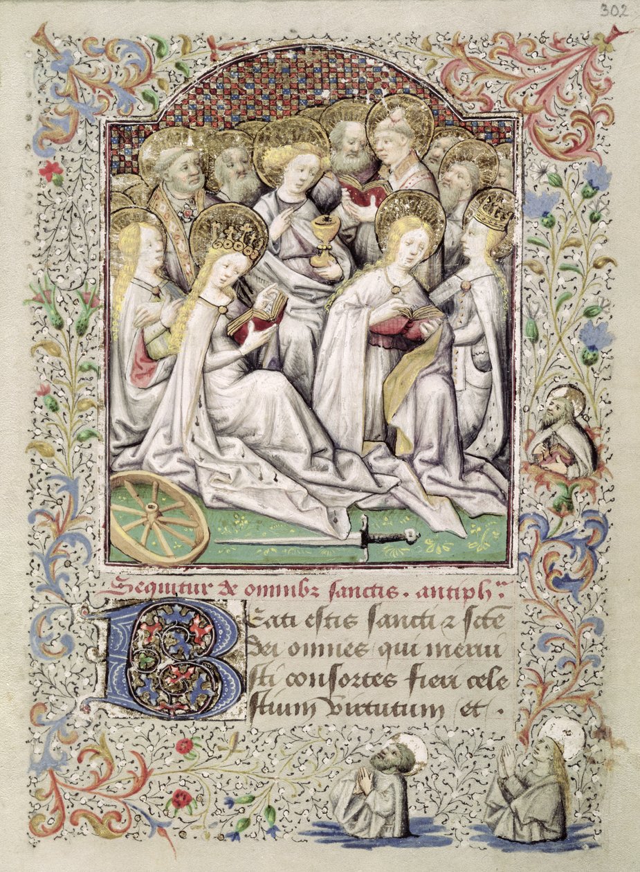 W.82 fol.302r Os mártires virgens e outros santos, do livro de horas Coetivy, c.1443 de Master of the Duke of Bedford Master of the Duke of Bedford