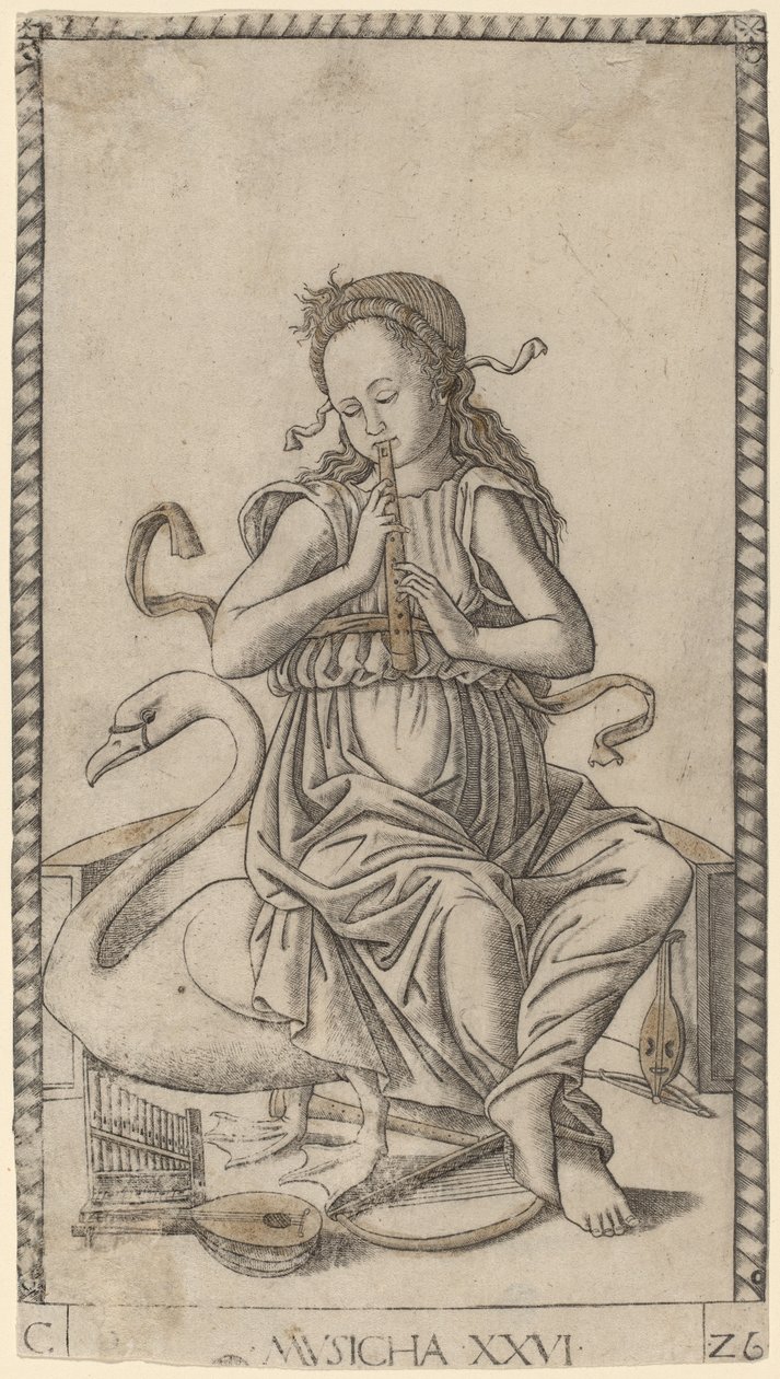 Musicha (música) c.1465 (gravura com douramento) de Master of the E Series Tarocchi