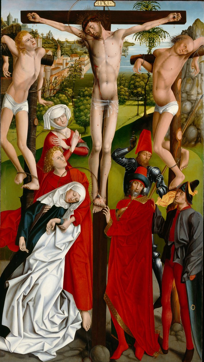 A Crucificação, c.1470 (óleo sobre painel de madeira) de Master of the Freising Visitation