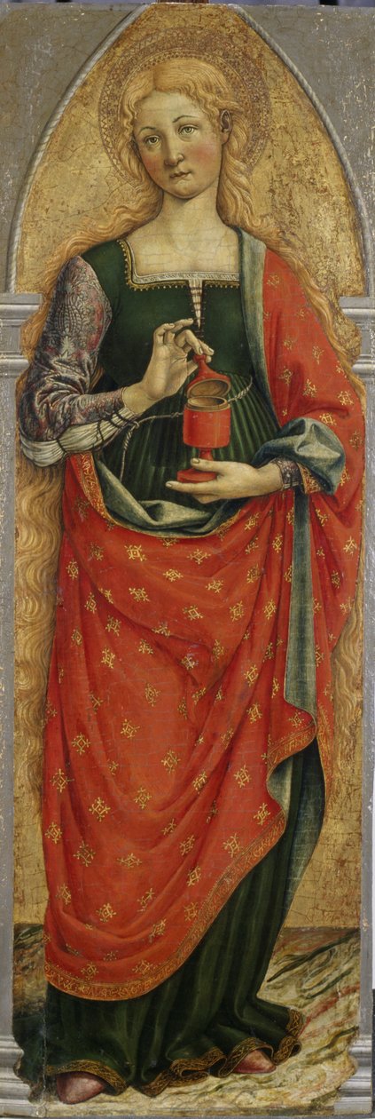 Santa Maria Madalena, c.1480 (têmpera sobre madeira de choupo) de Master of the Gardner Annunciation Master of the Gardner Annunciation