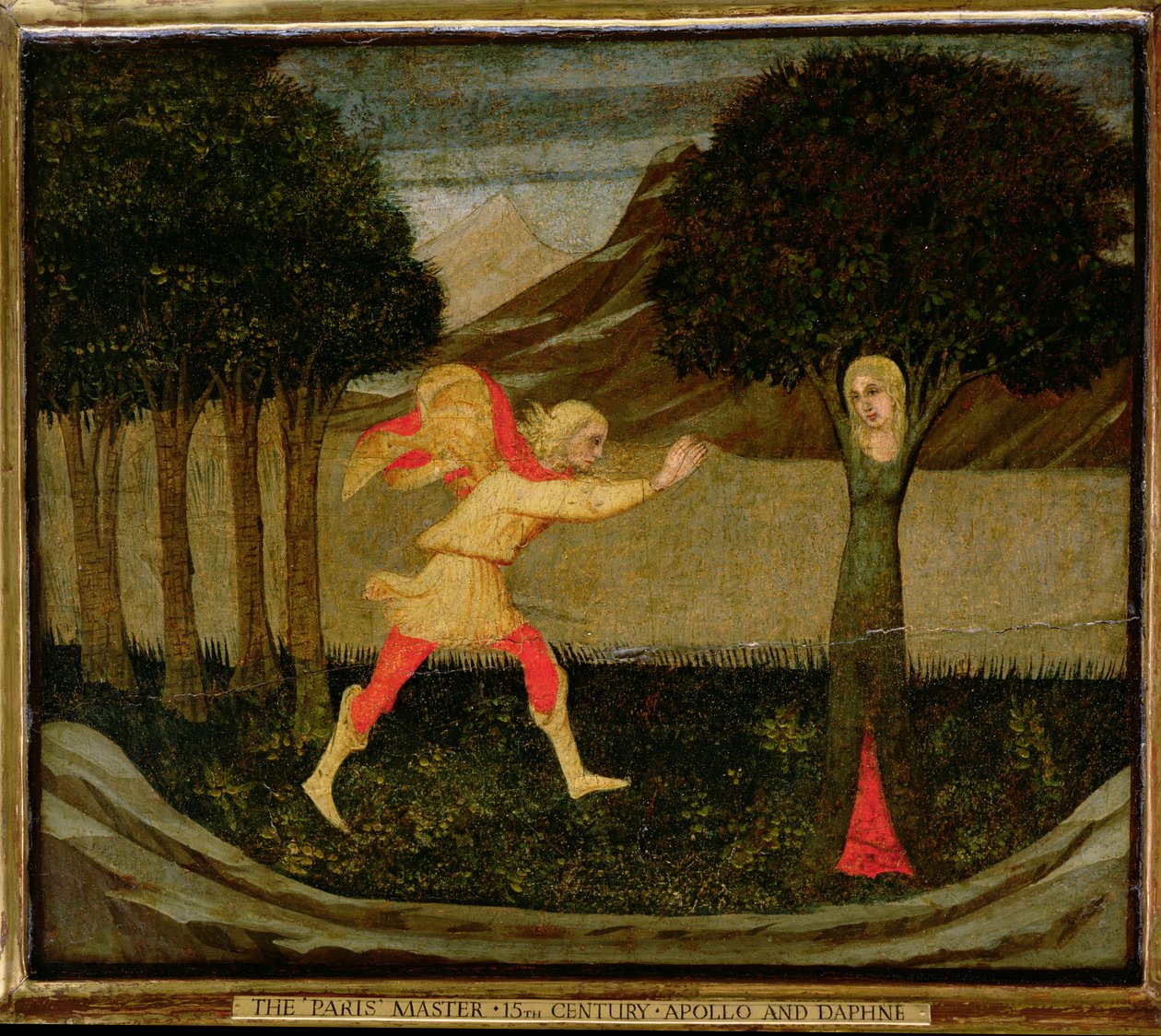 A Metamorfose de Daphne (tempera no painel) (ver também 90395) de Master of the Judgement of Paris