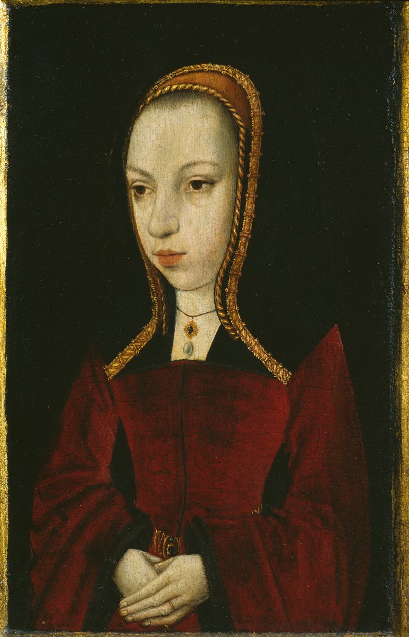 Retrato de Margarida da Áustria, c.1495 (pintura em painel de madeira) de Master of the Legend of the Magdalen
