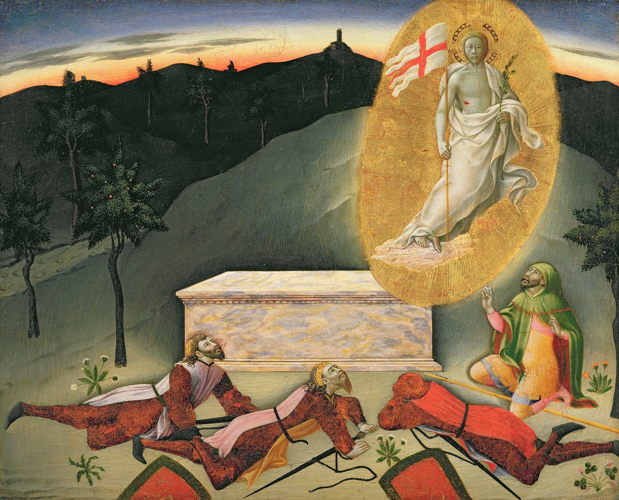 A ressurreição, do século 15 (tempera no painel) de Master of the Osservanza