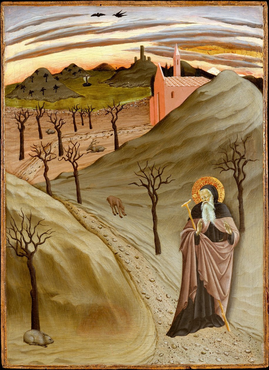 Santo António Abade tentado por um monte de ouro de Master of the Osservanza