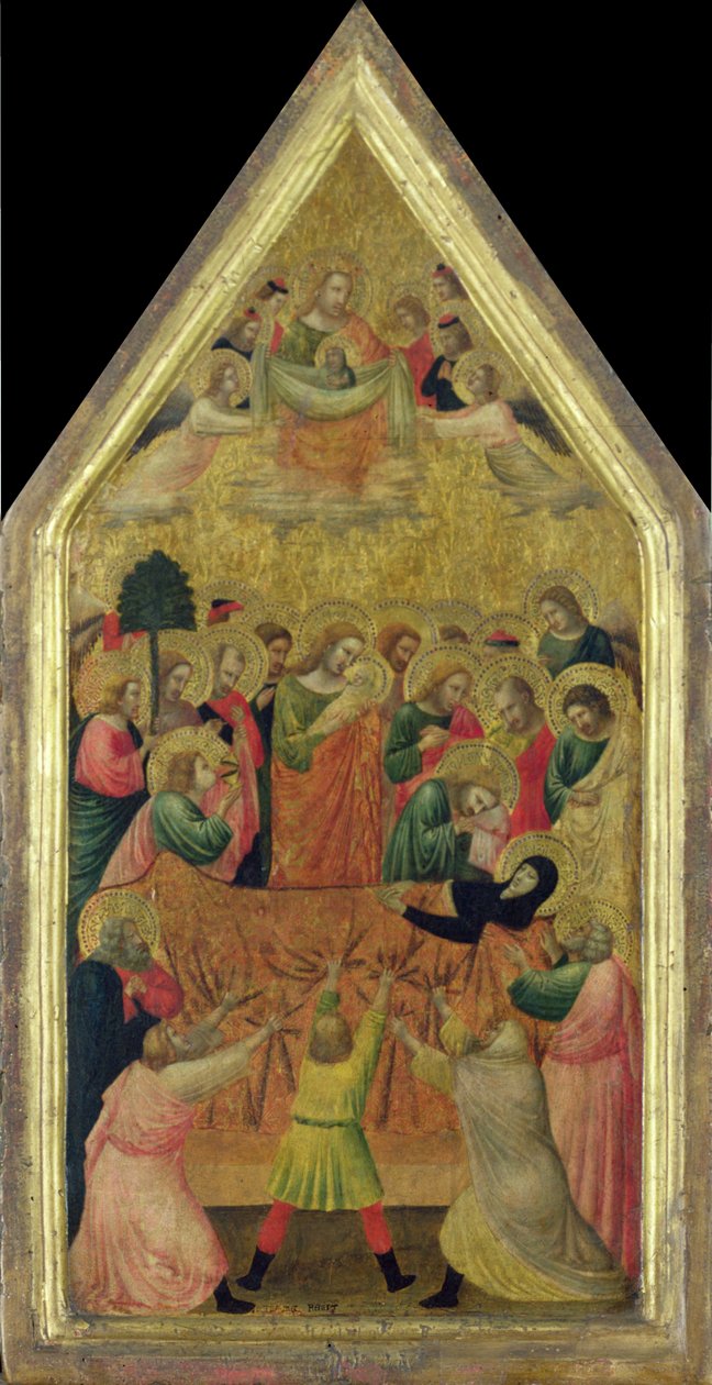 A Morte da Virgem (tempera no painel) de Master of the School of Rimini