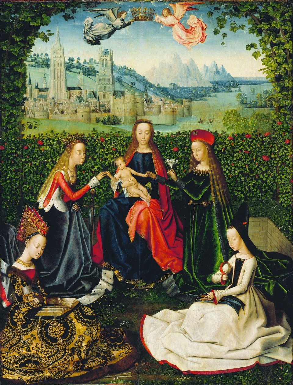 A Virgem do Jardim das Rosas, 1475-80 de Master of the St. Lucy legend Master of the St. Lucy legend