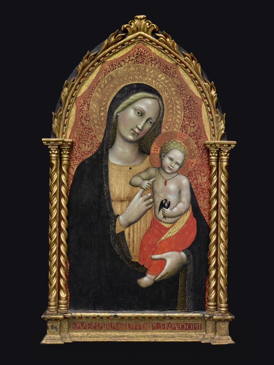 Virgem e Criança, c.1395-1400 (têmpera e folha de ouro na madeira) de Master of the Straus Madonna