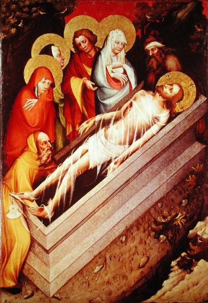 O Entombment, detalhe do retábulo de Trebon de Master of the Trebon Altarpiece