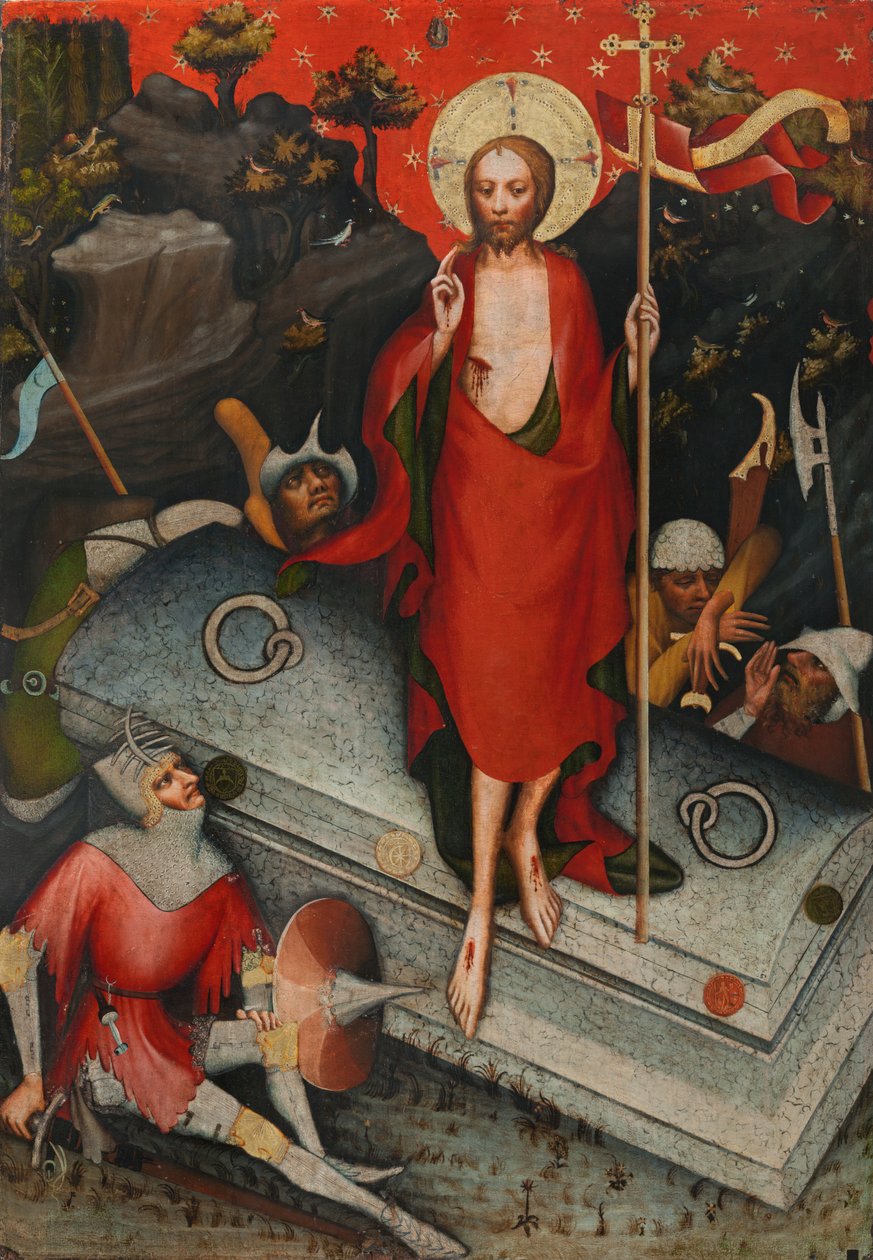 A Ressurreição, SS James, o Menos, Bartolomeu, Filipe, depois de 1380 (têmpera sobre tela) de Master of the Trebon Altarpiece