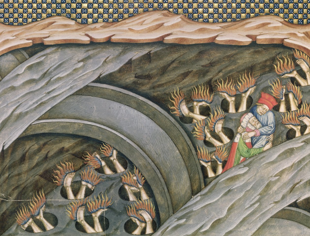 Ms 2017 f.245 Dante&39;s Inferno com um comentário de Guiniforte delli Bargigi, ca. 1440 de Master of the Vitae Imperatorum