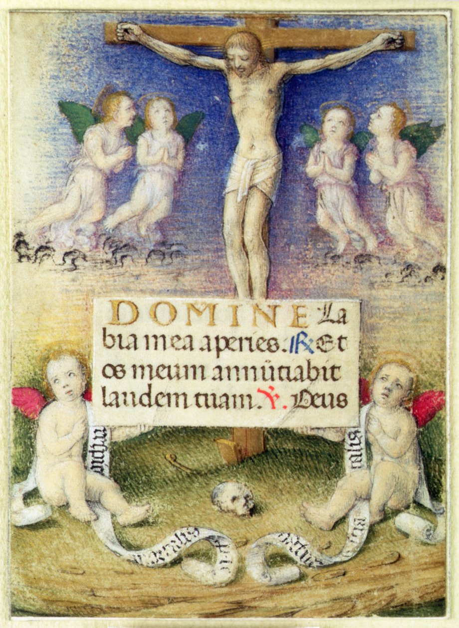 Cristo na cruz com anjos, c.1480 de Master of the della Rovere Missals Master of the della Rovere Missals
