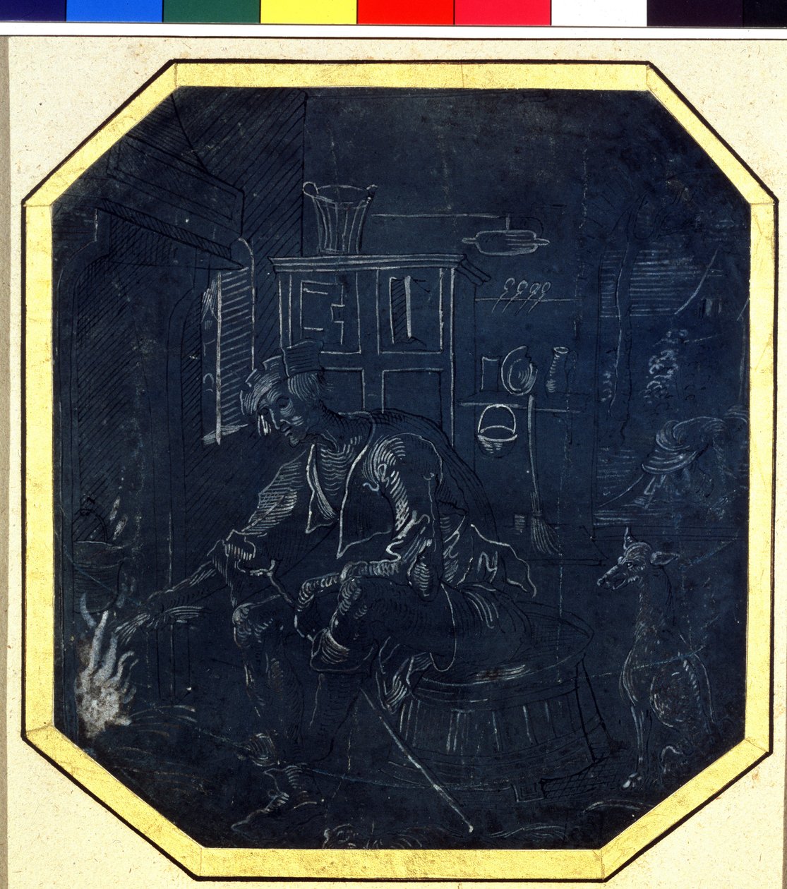 Parábola do Filho Pródigo: o filho jovem diante do fogo. Desenho do Mestre de Antuérpia (ativo por volta de 1520), início do século XVI. Museu Pushkin, Moscou de Master Antwerp