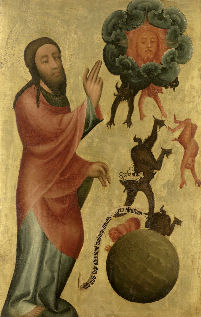Dividindo a Luz da Escuridão do Altar Alto de São Pedro em Hamburgo, o Retábulo de Grabow, 1383 (têmpera no painel) de Master Bertram of Minden