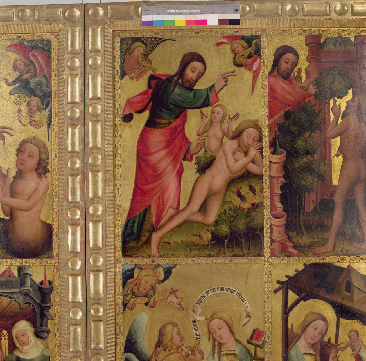 A Criação de Eva, um painel do Altar de Grabower, o Altar Maior de St. Petri em Hamburgo (ver também 153622) de Master Bertram of Minden