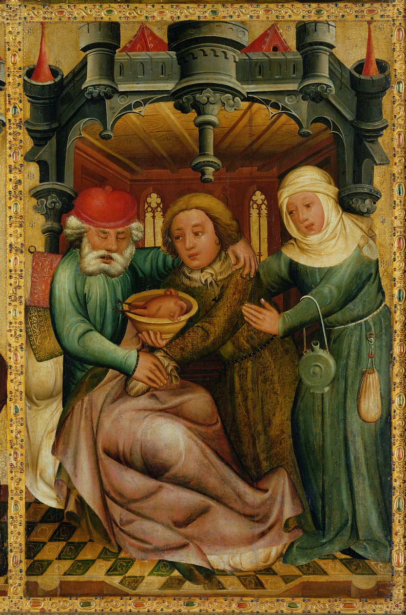 A Bênção Roubada do Altar Supremo de São Pedro em Hamburgo, o Altar de Grabower, 1383 (têmpera no painel) de Master Bertram of Minden