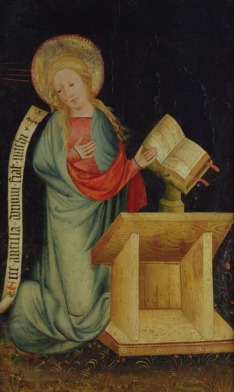 Virgem da Anunciação, de The Harvester Altar, c.1410 (têmpera sobre carvalho) (ver também 145253 e 145254) de Master Bertram of Minden
