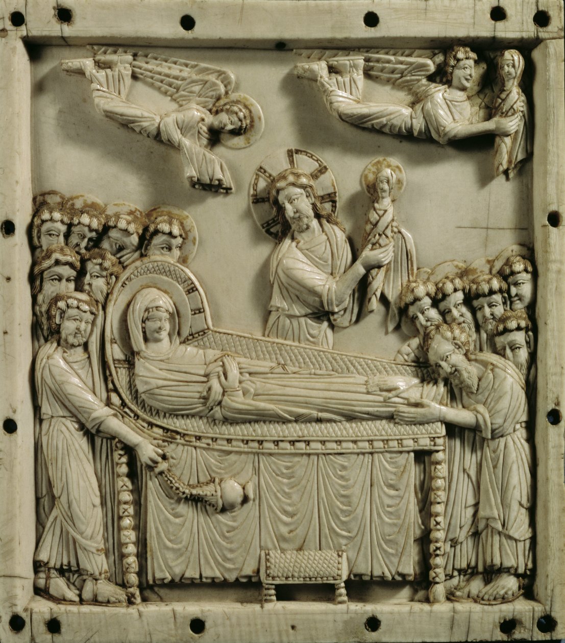 Morte da Virgem Maria ("Koimesis"), bizantina (marfim) de Master Byzantine
