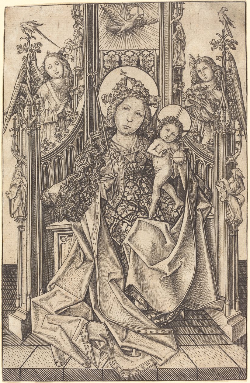 Madonna e criança entronizados de Master E.S.