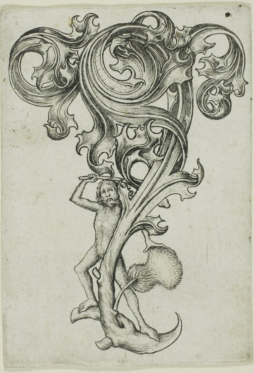 Ornamento de cardo com homem selvagem de Master E.S.
