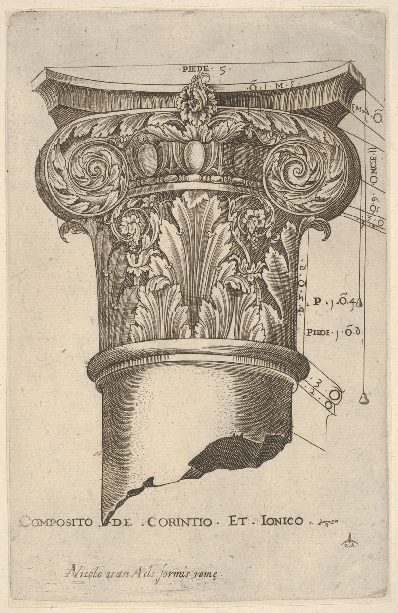 Capital compósito com medidas, ca. 1537. de Master GA