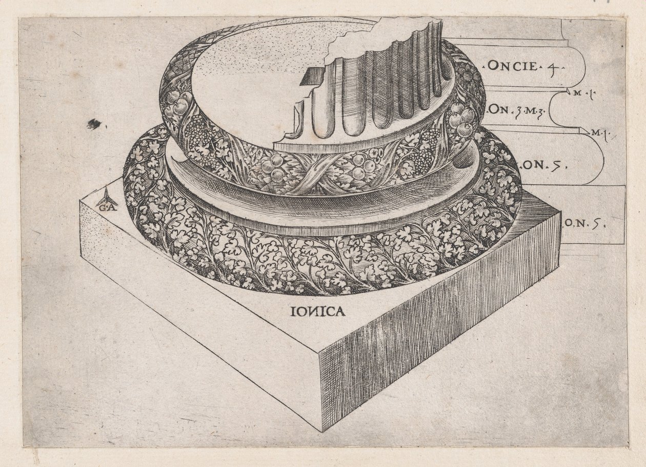 Espelho da magnificência romana: base jónica, ca. 1537., c. 1537 de Master GA