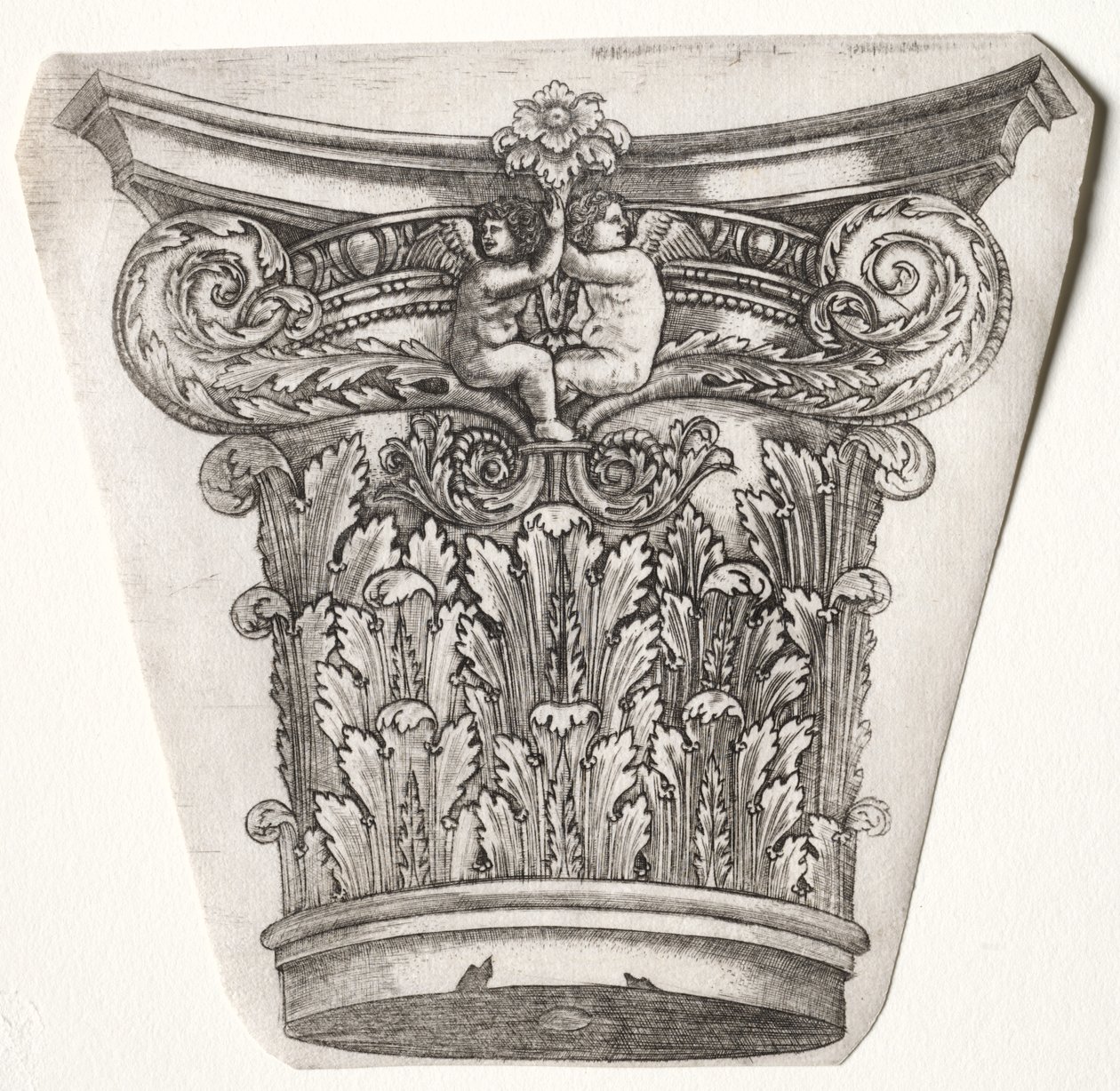 Base e Capital com Putti, c.1525-1550. de Master G. A. with the man