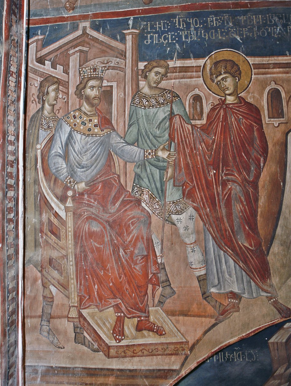 São Jorge antes do imperador Diokletian, século XIV de Master Gerasime