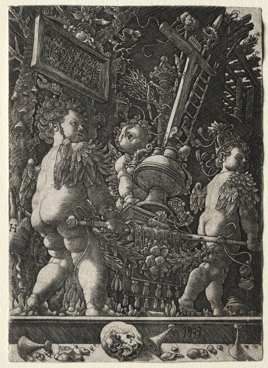 Anjos carregando os emblemas da paixão, 1533. de Master H. L.