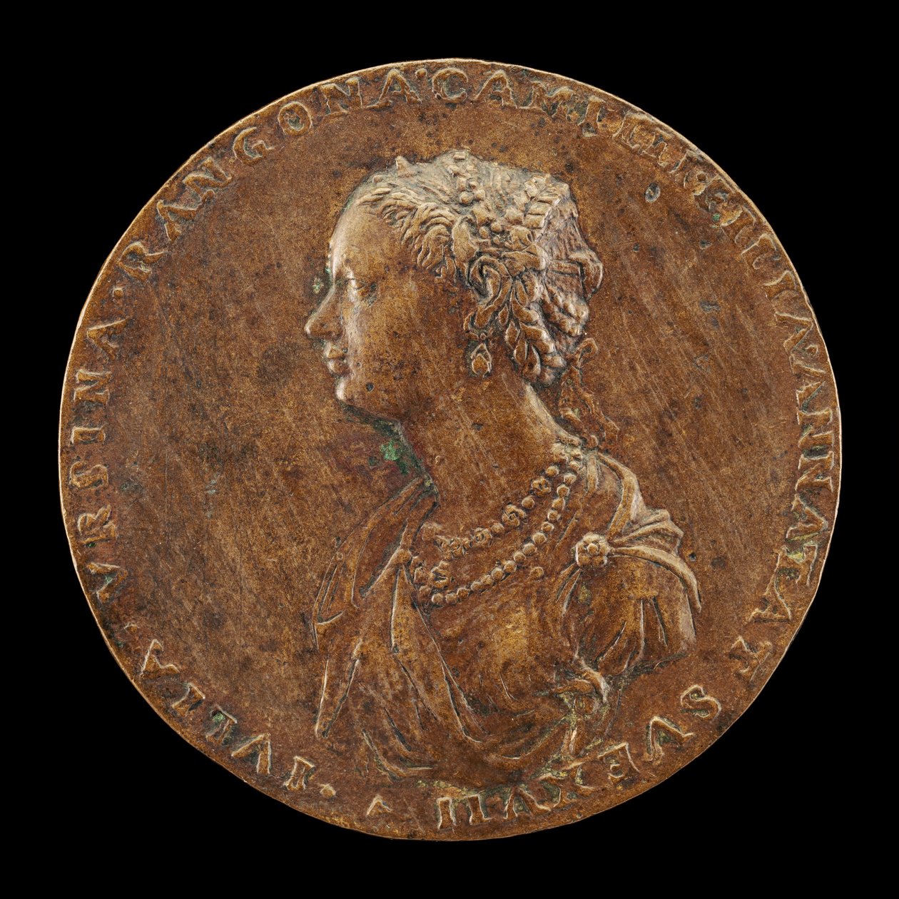 Guilia Orsini, 1537-1598, esposa de Baldossare Rangoni c. 1554 [anverso], 1554. de Master IAC. URB.
