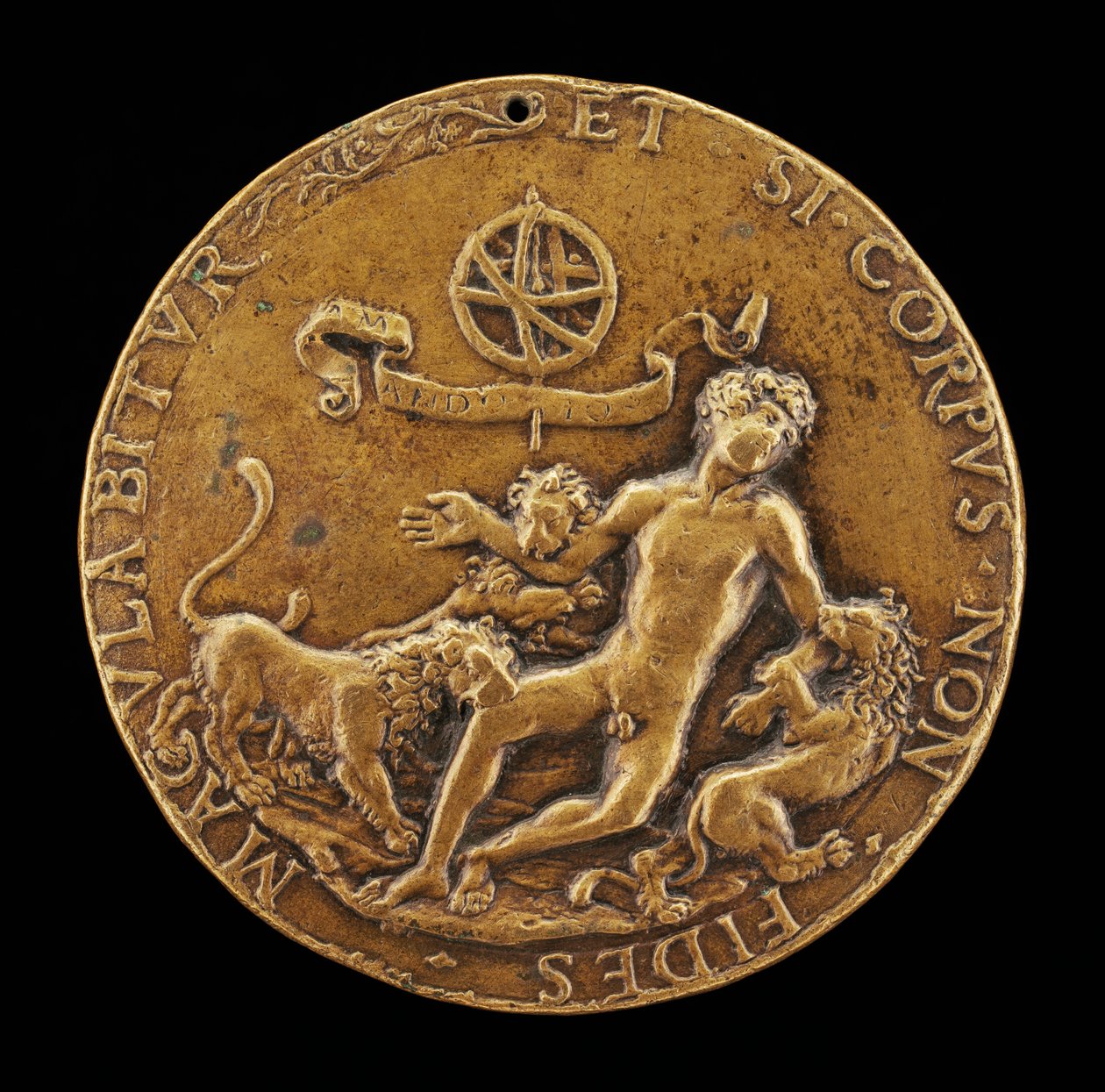 Uma Alegoria de Fé: Leões Devorando uma Juventude Nua [obverso]. de Master IO.FF.