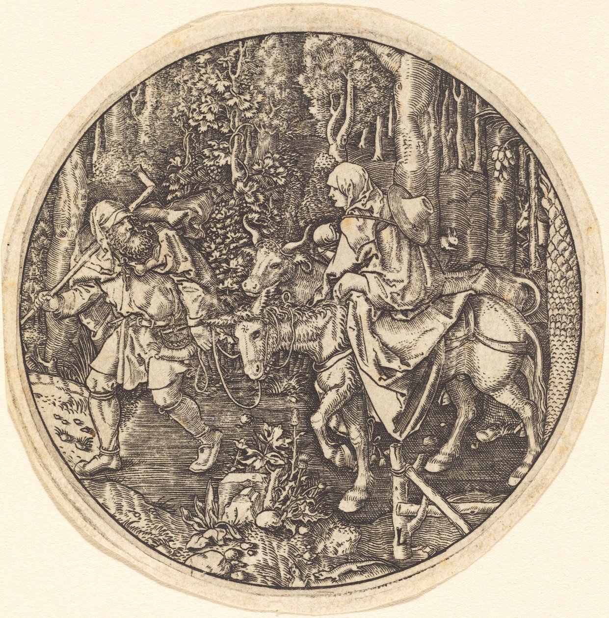A fuga para o Egito de Master L after Albrecht Dürer