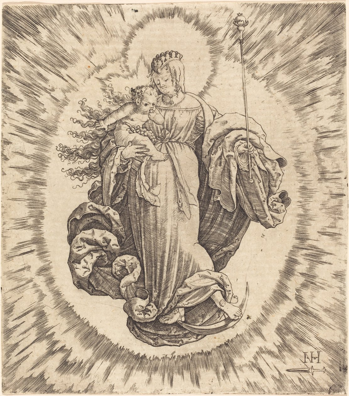 Madonna em um crescente de Master N.H. with the Dagger