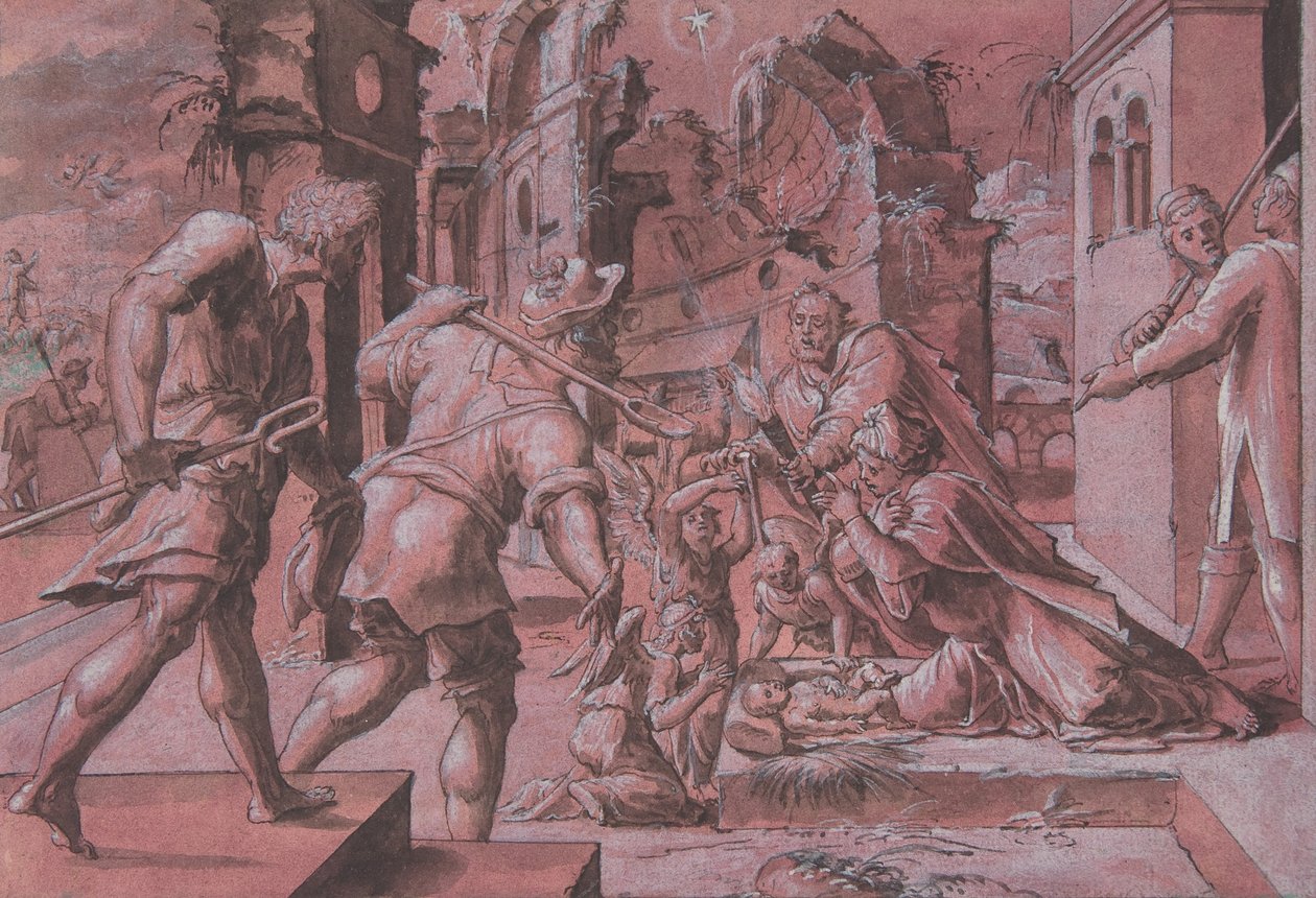Adoração dos Pastores, 1540-60. de Master Of The Liechtenstein Adoration