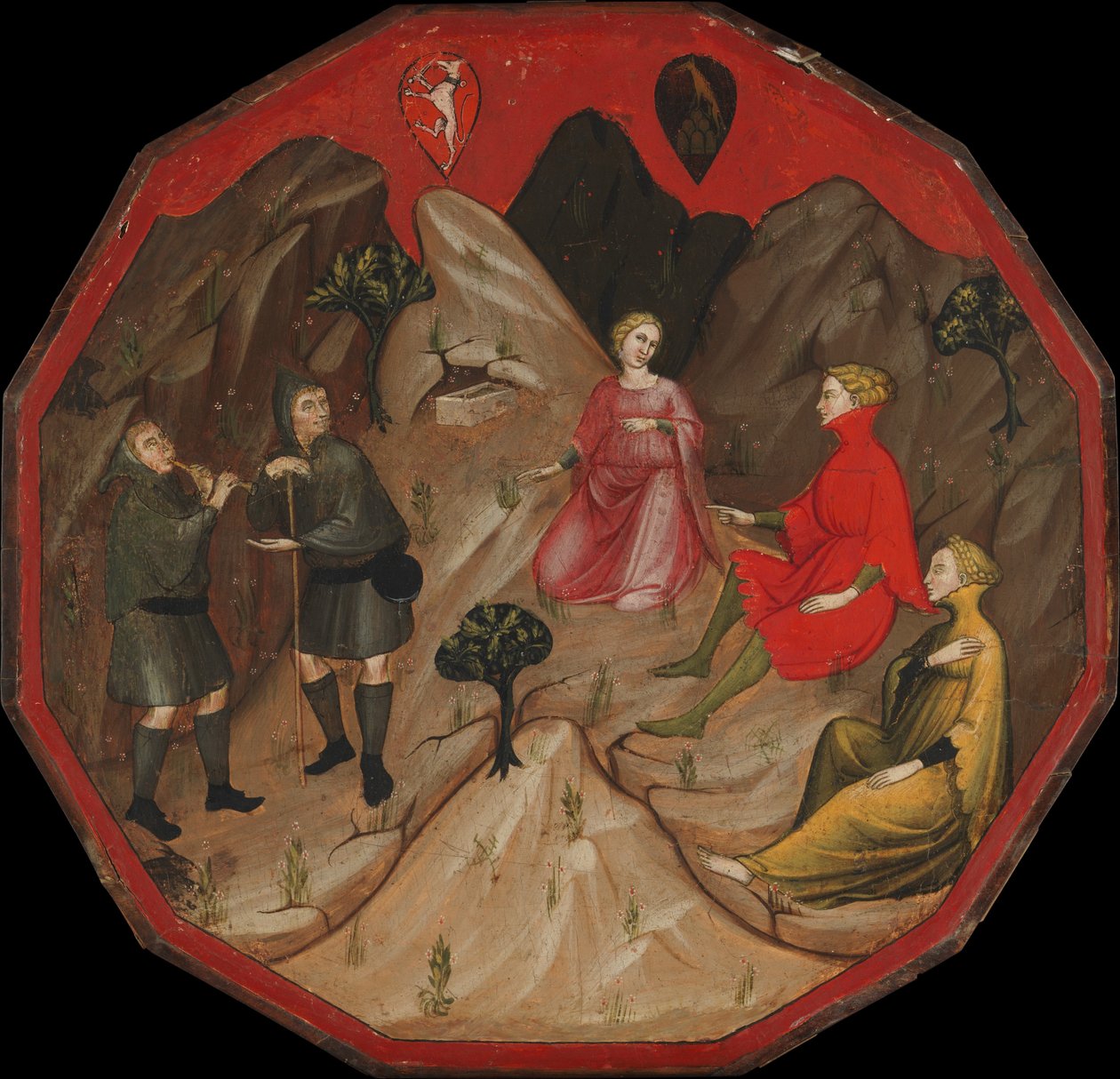 Um Concurso entre os Pastores Alcesto e Acaten, c. 1410. de Master of 1416