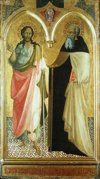 São João Batista e Santo Antônio Abade (painel de solo dourado) de Master of 1419
